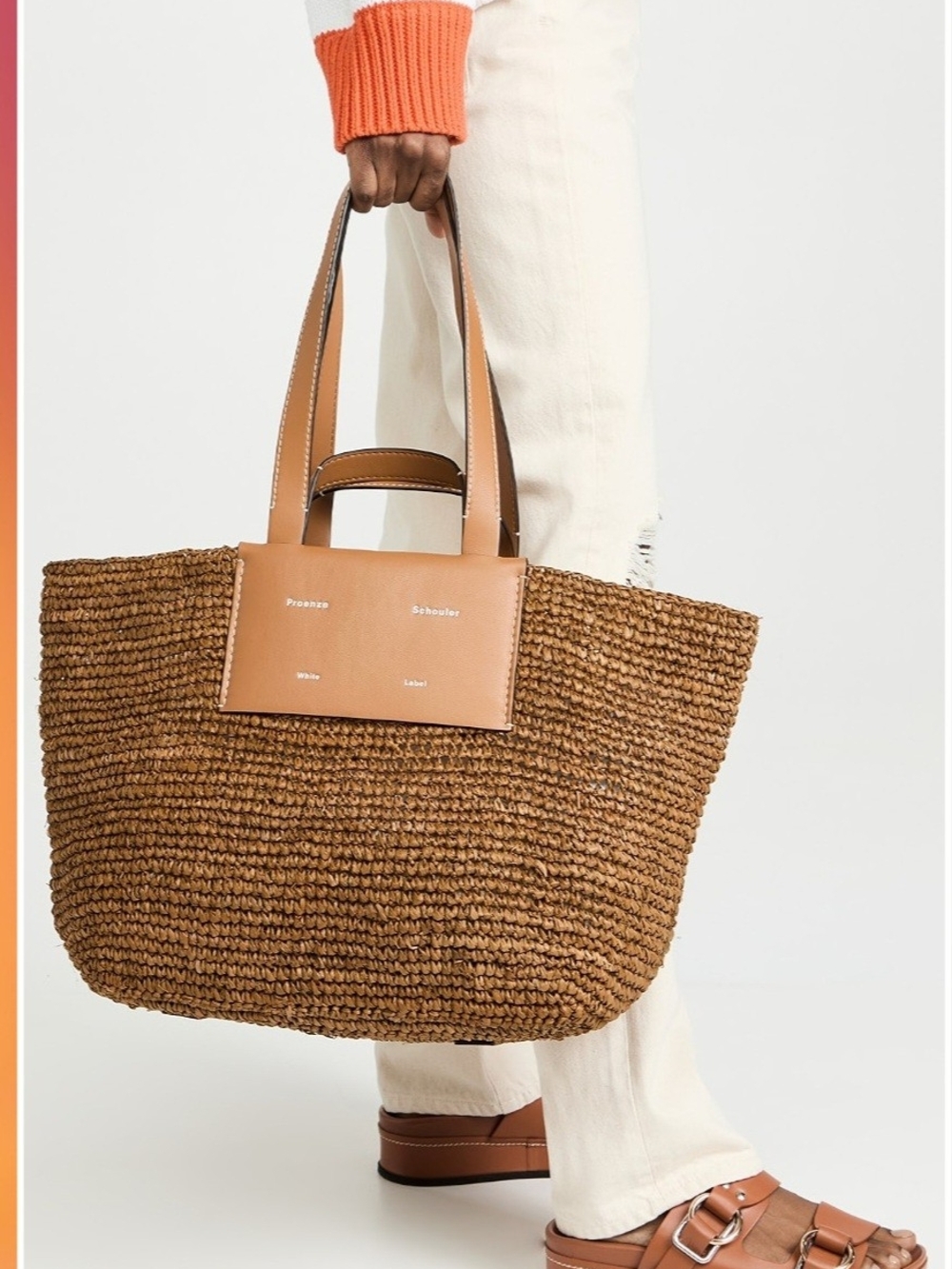 Proenza Schouler Brown Woven Tote with Tan Leather Panel